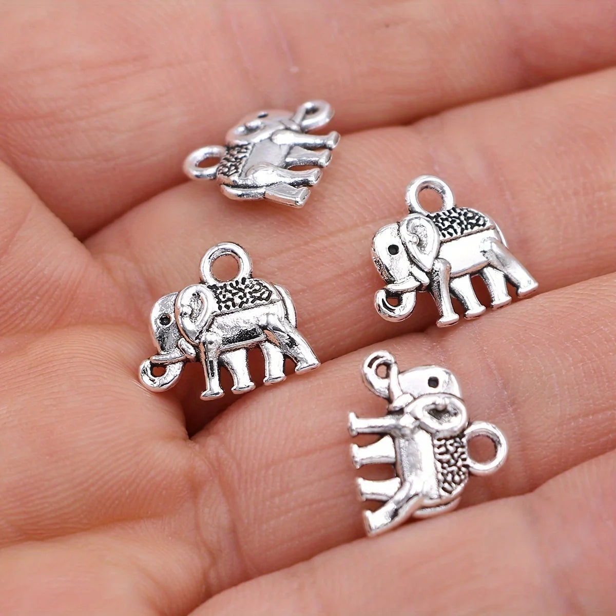 20Pcs Silvery Elephant Charms Pendants for Jewelry Making DIY Necklace Bracelet Earrings Key Chain Accessories