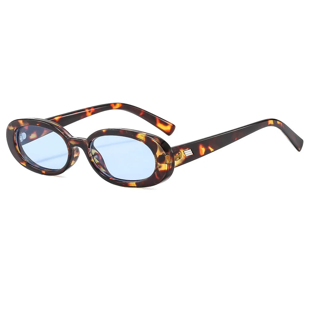 JNPCXI Vintage Oval Sunglasses Women Men Retro Rivet Gradient Amber Female Sun Glasses UV400