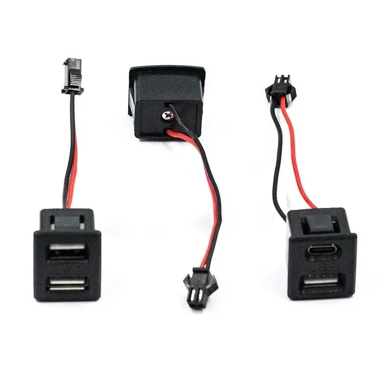 1/2Pcs Black Double Layer Usb Female Base Type-C Socket and Female Usb Lamp Charging Socket Power Socket With Cable Connector