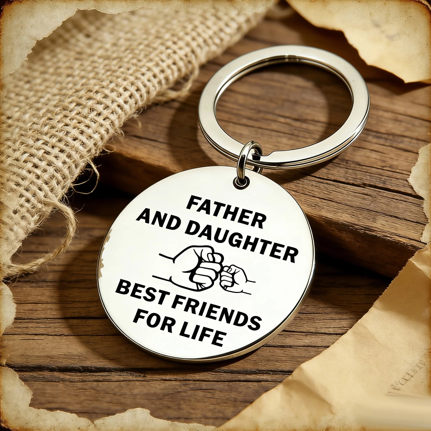 “Father And Daughter Best Friends for Life” Keychain Pendant Best Keychain Gift for Father Birthday Present from Daughter