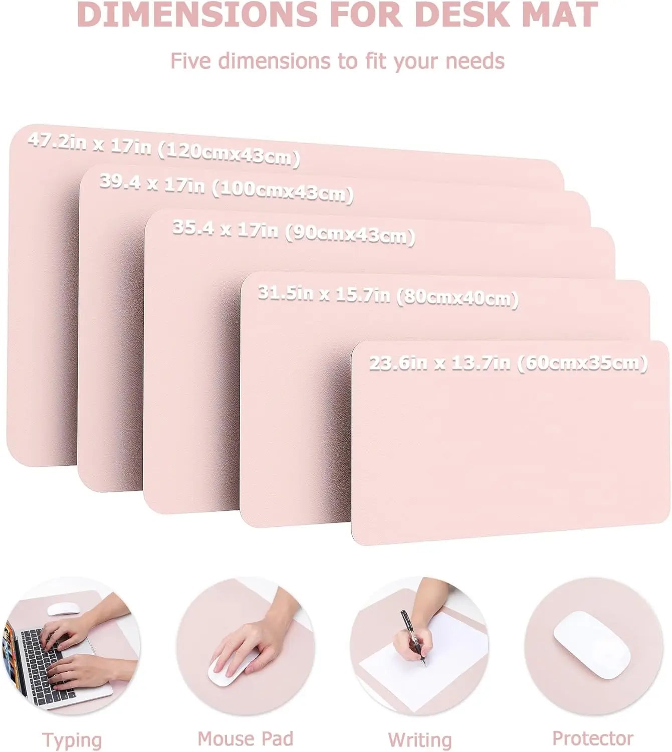 Non-Slip Desk Mat, Waterproof Desk Pad Table Protector, Large Mouse Pad Leather Writing Mat with Suede for Office /Home/Decor