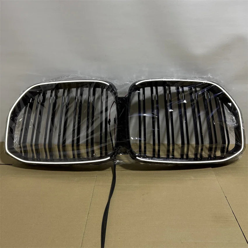 For BMW X5 G05 X5M X5 M F95 2019-2023 Car Front Kidney Grille Racing Grill With LED Light Black Upper Bumper Radiator Grid