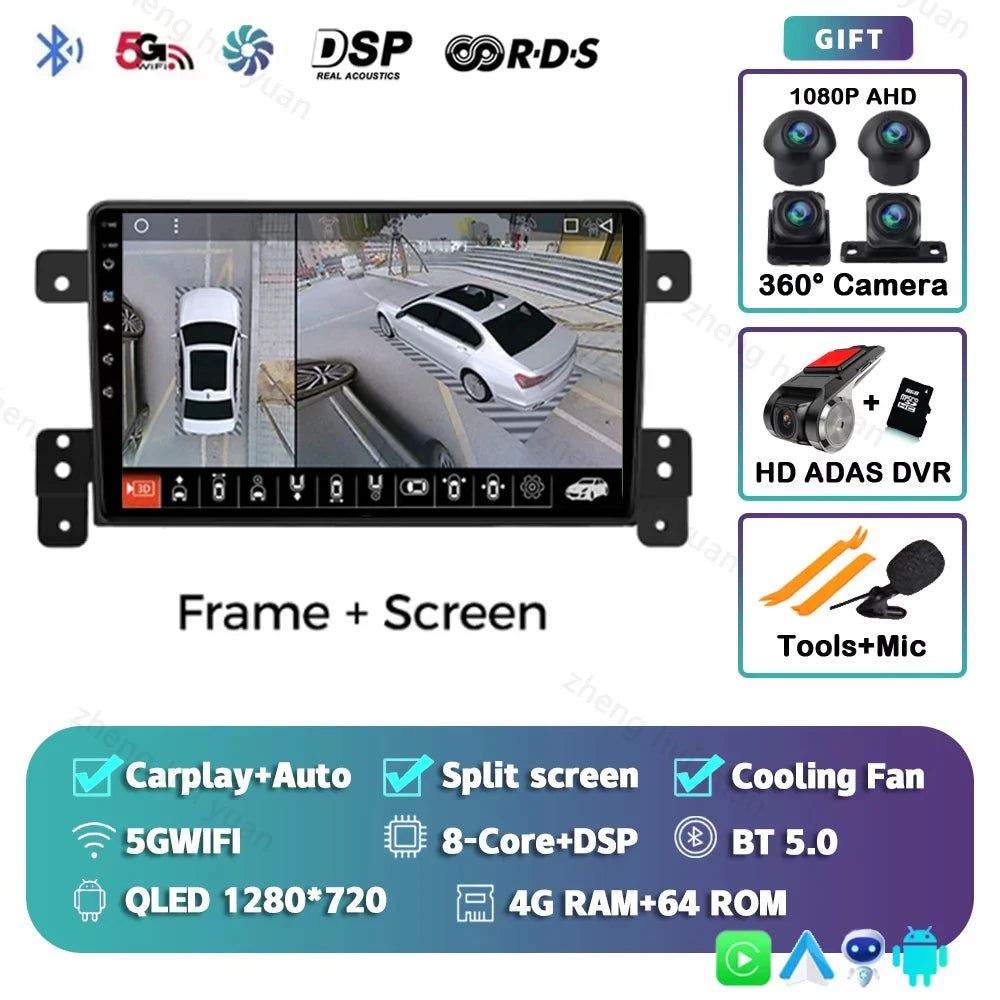 Android 15 CarPlay Auto For Suzuki Grand Vitara 3 2005-2014+ Car Radio Multimedia navigation video DVD Autoradio Stereo 2din 4G+
