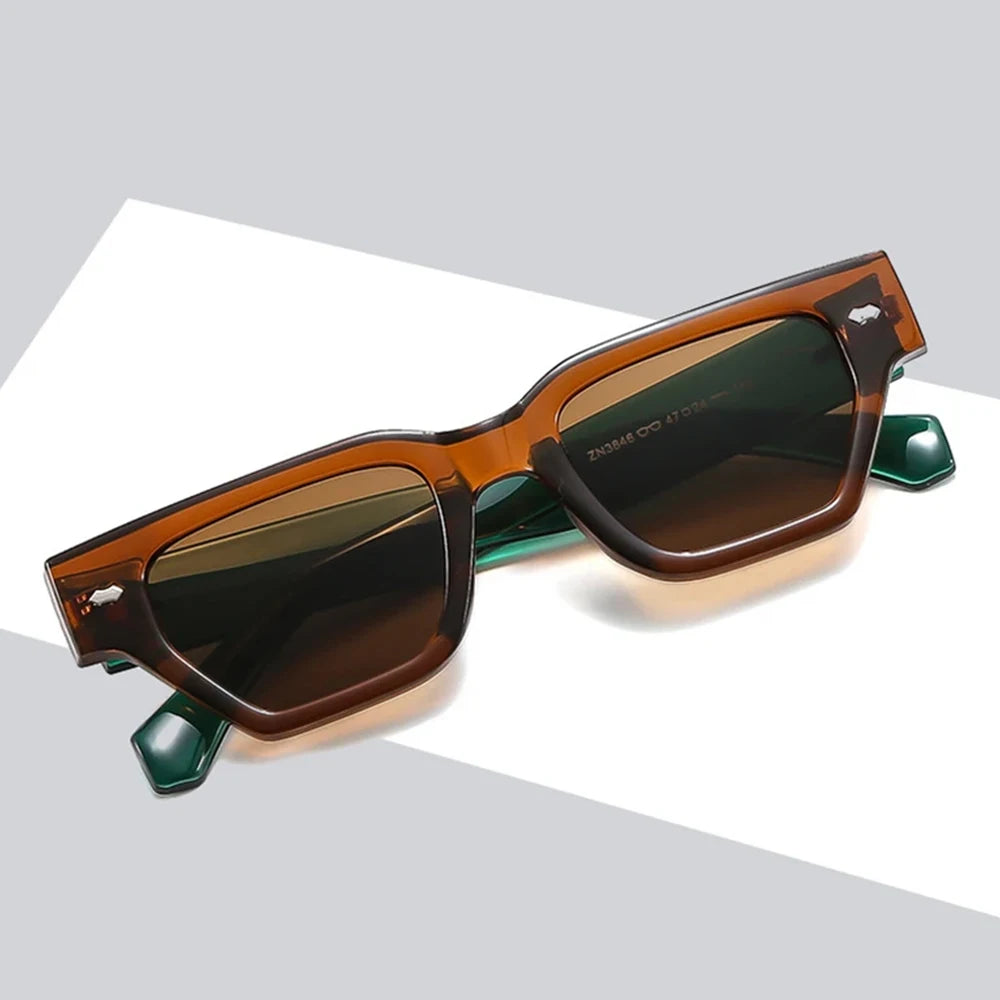 JNPCXI Retro Cat Eye Women Sunglasses Fashion Rivets Men Black Yellow Shades UV400 Sun Glasses