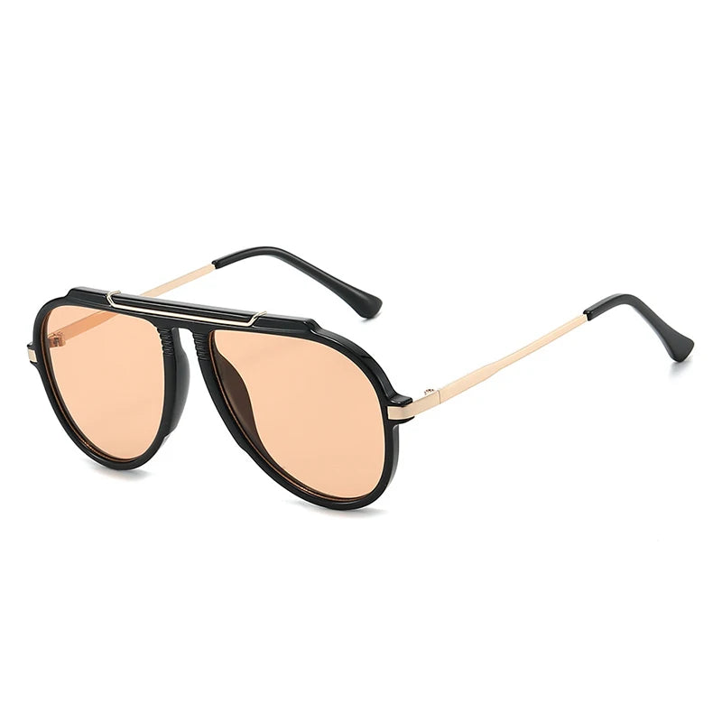 JNPCXI New Retro Oversized Big Frame Women Sunglasses Gradient Tea Color Oval Pilot Shades UV400 Cool Men Vacation Sun Glasses