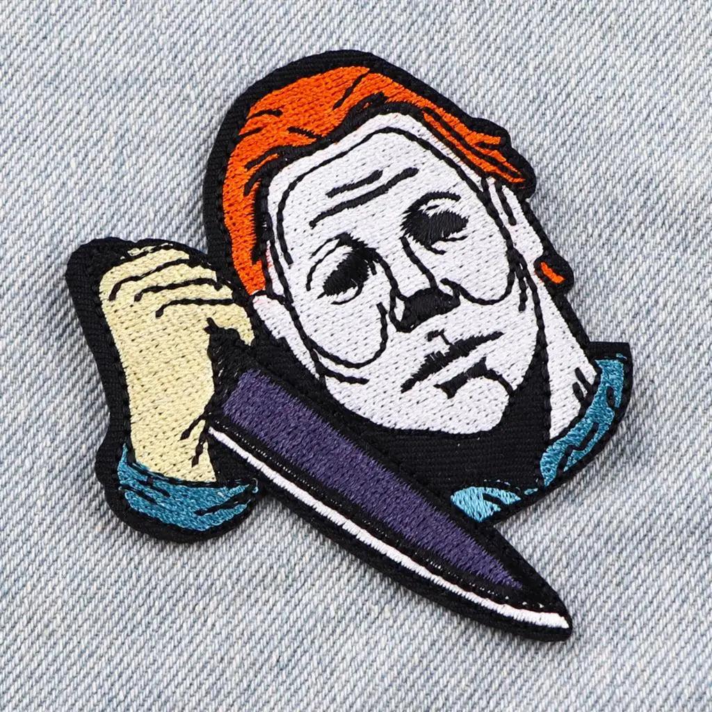 Halloween Patch Horror Movie Embroidered Patches For Clothing Punk Stripes Iron On Patches On Clothes DIY Badges On Backpack