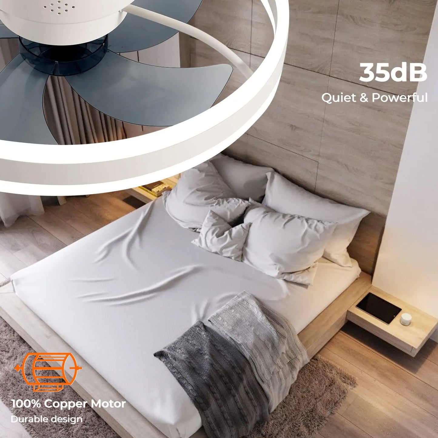 Ceiling Fan Light Remote Control Dimmable 6 Speed Modern Profile LED Ceiling Fan