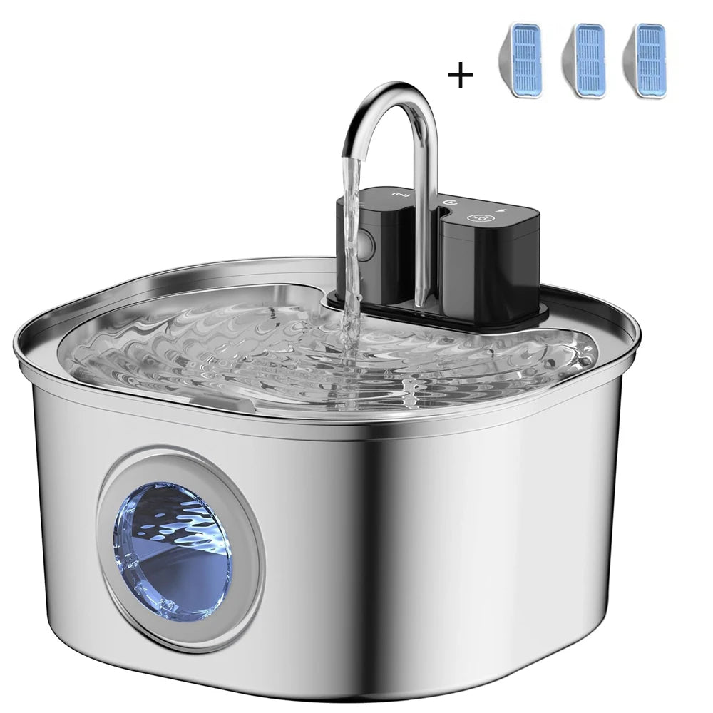 3.2L 5V USB Recharge Cat Water Fountain Automatic Sensor Stainless Steel Tank