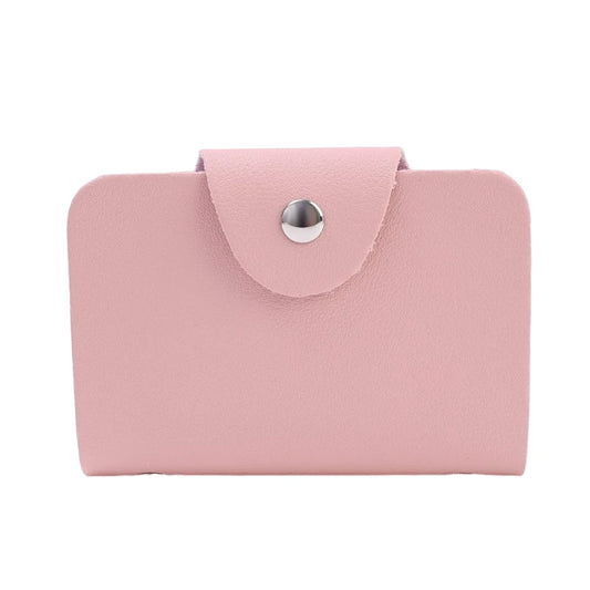 Pink 24 Bits Card Holder Business Bank Card Cash Pocket PU Large Capacity Wallet