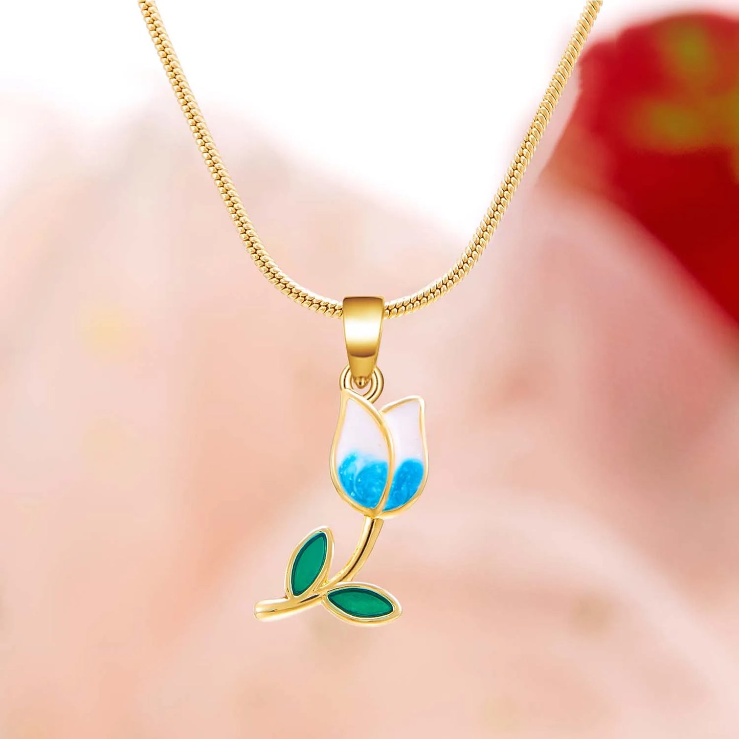 Elegant Romantic Tulip Flower Pendant Necklace for Women Fashion Gold Color Clavicle Chain Charm Luxury Jewelry Birthday Gift