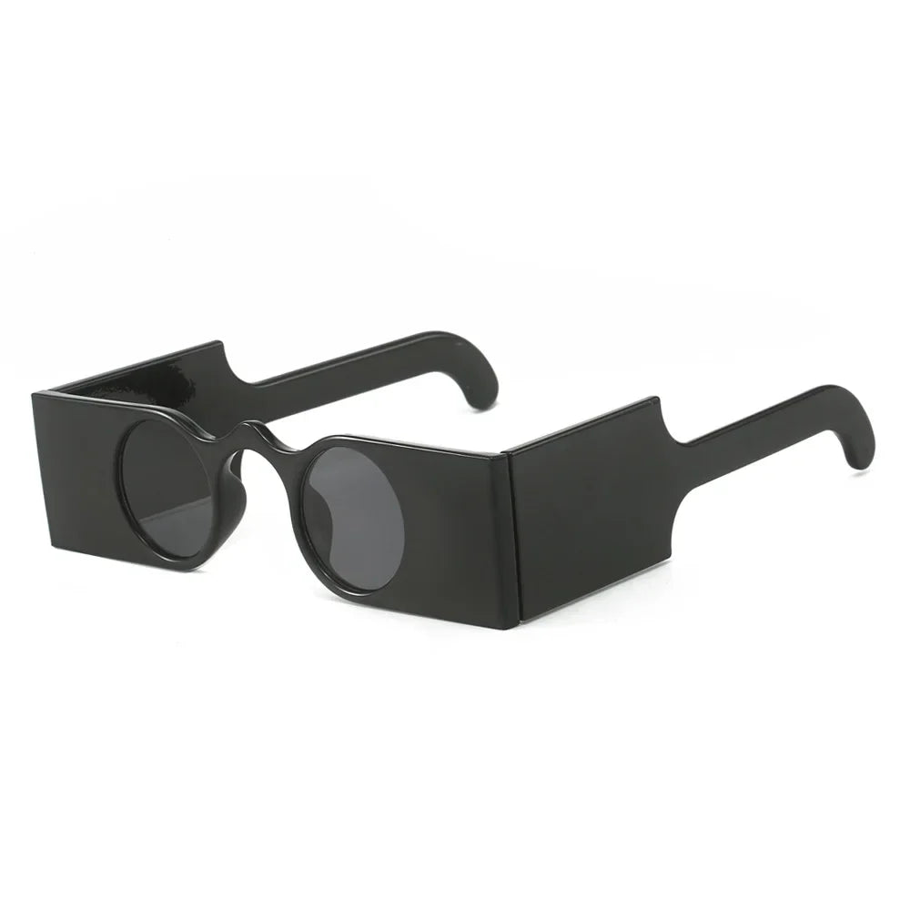 JNPCXI New Retro Unique Rectangle Women Sunglasses Fashion Small Round Lens Shades Interest Women Wide Legs Sun Glasses UV400