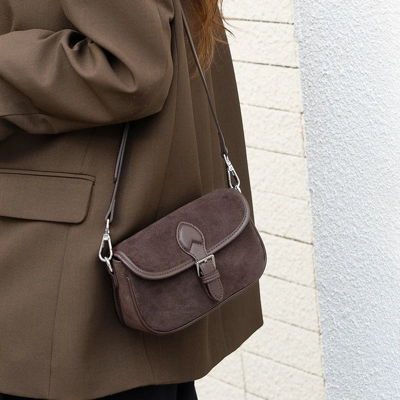 Autumn and winter women's Natural Suede leather Mini bag,luxury designer handbags, Vintage commuting leopard print messenger bag