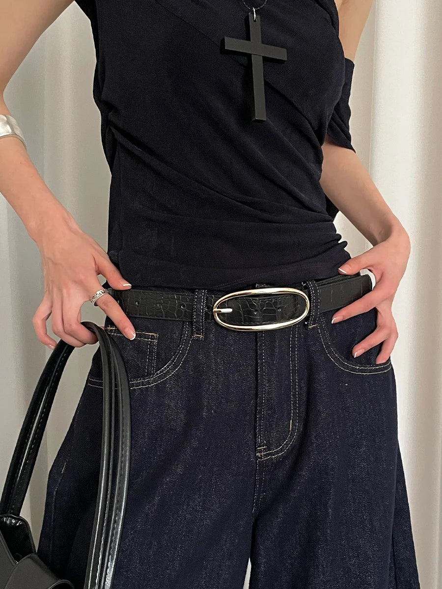 Fashionable retro belt for women, 2025 new design sense, minority red belt with jeans belt