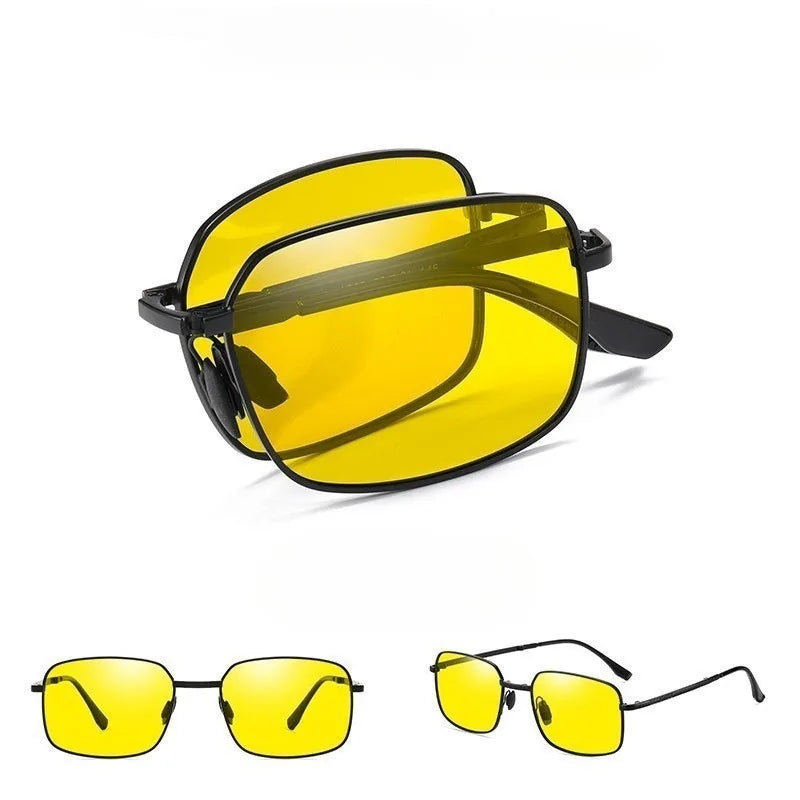 Folding Polarized Color Changing Sunglasses for Day and Night Use Male Driver's Fishing Goggles