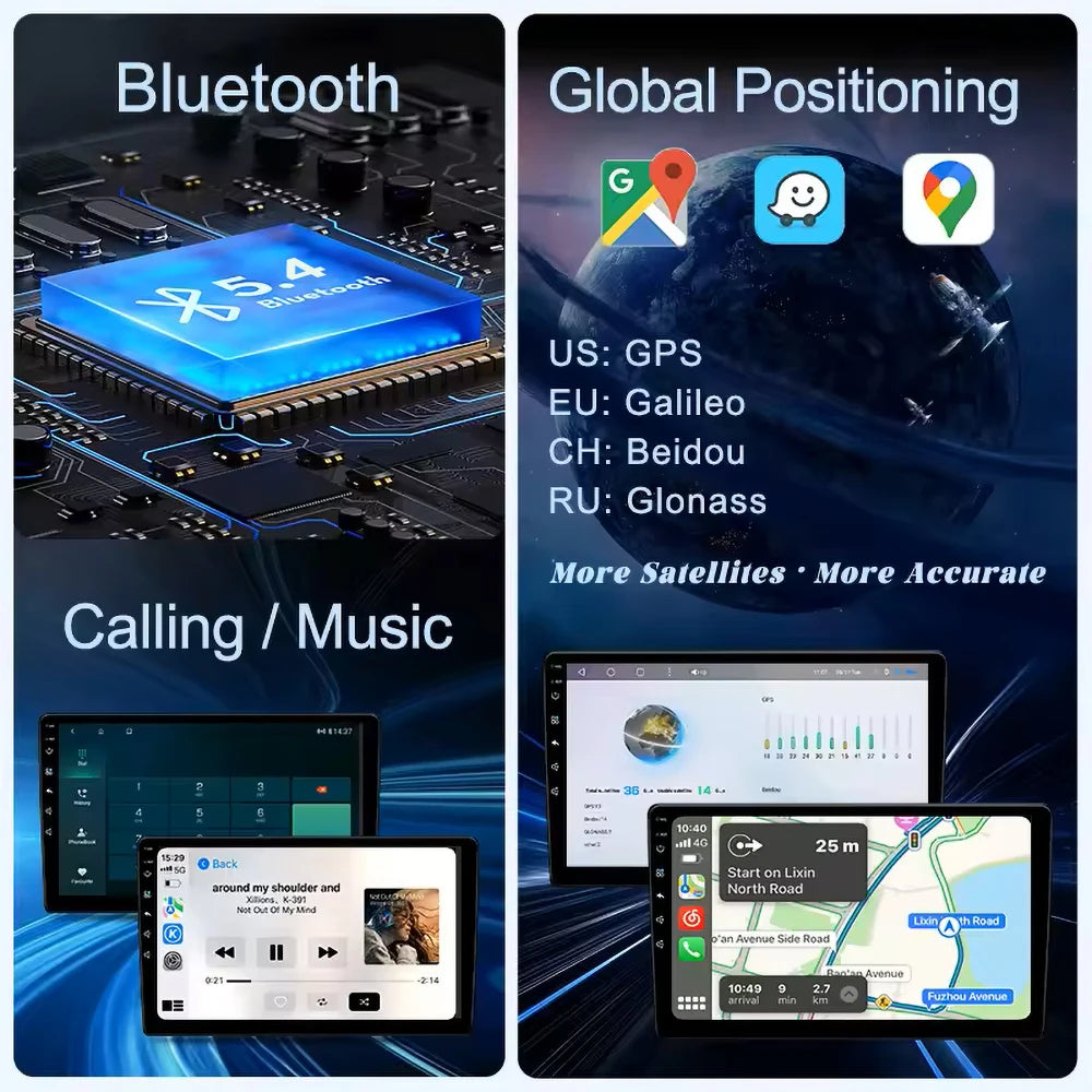 For Ford Mustang 2010 2011 2012 2013 2014 Android 16 GPS WIFI 4G Carplay&Auto Car Radio Navigation QLED Multimedia Stereo Player