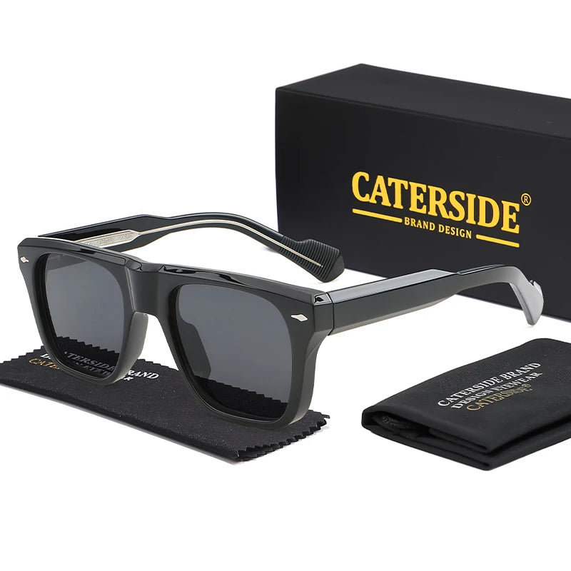 CATERSIDE Retro Sunglasses Men's Large Frame Propionic Core Insert Temple Sun Glasses Women's Party Outdoor Travel Eyewear