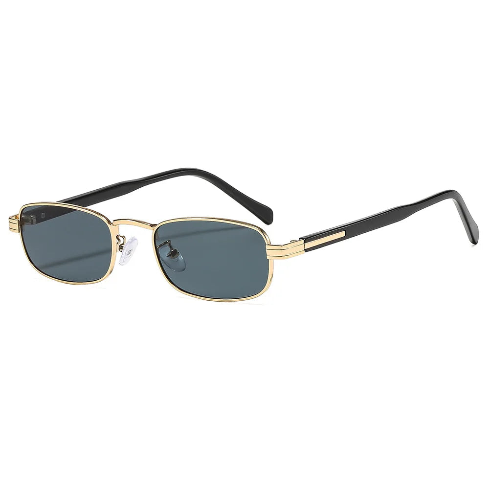 JNPCXI New Metal Rectangle Women Sunglasses Fashion Gradient Black Tea Shades UV400 Men Punk Sun Glasses