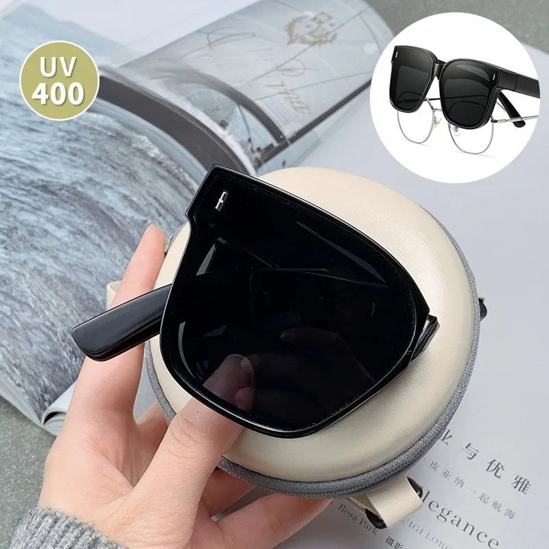 Sunglasses Foldable Myopia Glasses Cover TAC  Sunglasses Folding Fit Over Glasses for Outdoor Travel Driving