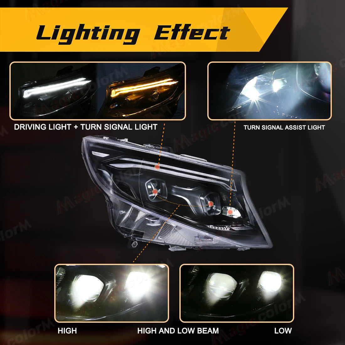 Head Lamp For Mercedes Benz Vito W447 2016 2017 2018 2019 2020 2021 2022 2023 2024 LED Headlights Driving Turn Signal Lamps DRL