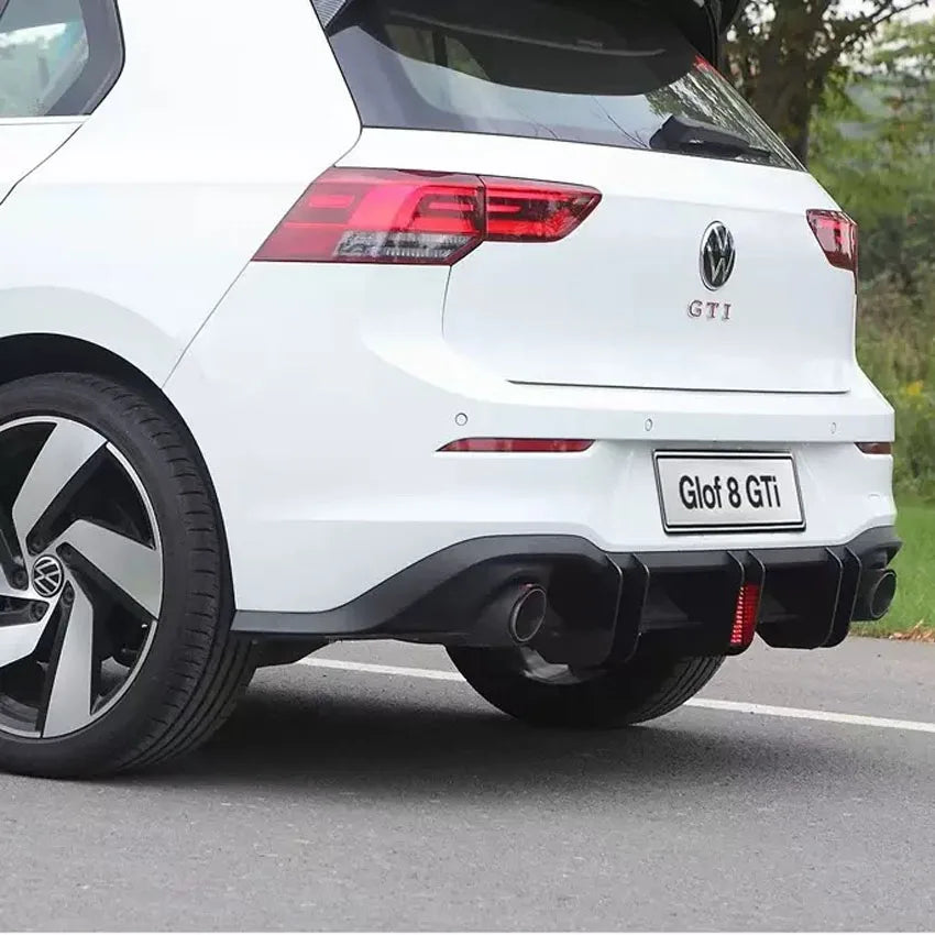 For VW Golf 8 MK8 GTI 2021-2024 MAXTON Style LED Car Rear Bumper Lip Diffuser Spoiler Body Kits Splitter Trims Gloss Black