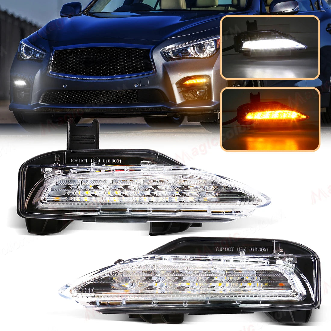For Infiniti Q50 Q50S Sport Model 2014 2015 2016 2017 2018 2019 2020 LED Turn Signal Lights DRL Daytime Running Lights Car 12V
