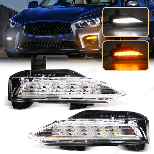For Infiniti Q50 Q50S Sport Model 2014 2015 2016 2017 2018 2019 2020 LED Turn Signal Lights DRL Daytime Running Lights Car 12V