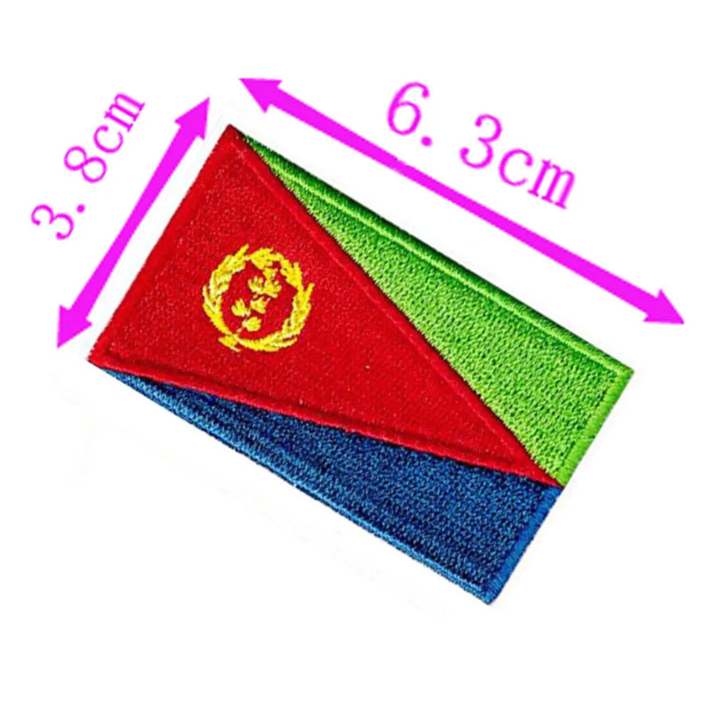 Eritrea Country Flag Embroidery Patch 6.3cm Wide Iron On Sew On Backing/Hand Craft/Applique/Hot Cut