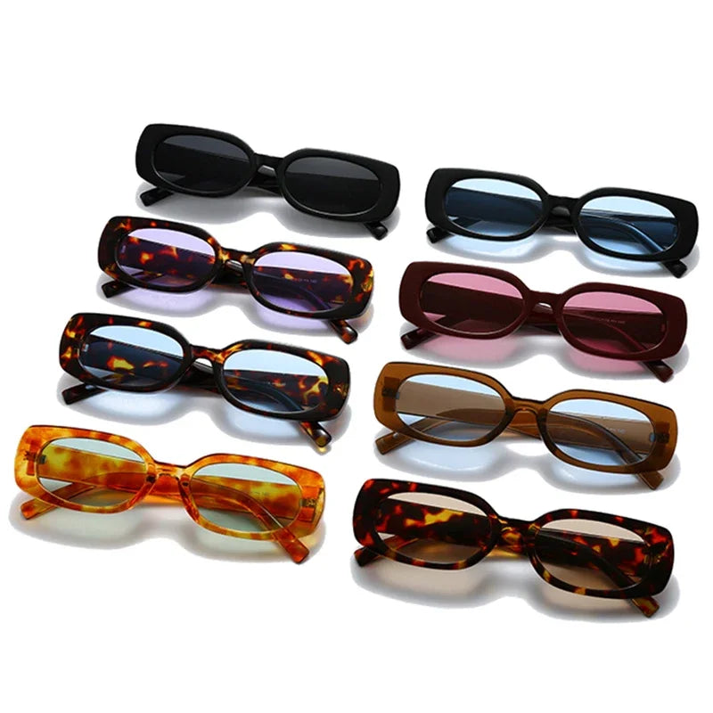 JNPCXI Ins Hot Fashion Small Rectangle Sunglasses Women Retro Candy Color Shades UV400 Men Punk Leopard Sun Glasses