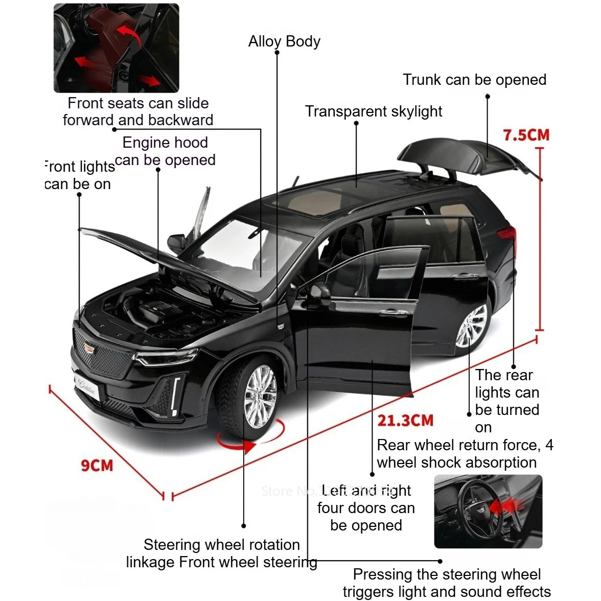 1:24 XT6 X5M Miniature Toy Diecast Alloy Model Car Front Wheel Steering with Sound Light Pull Back Vechie Exquisite Collectibles