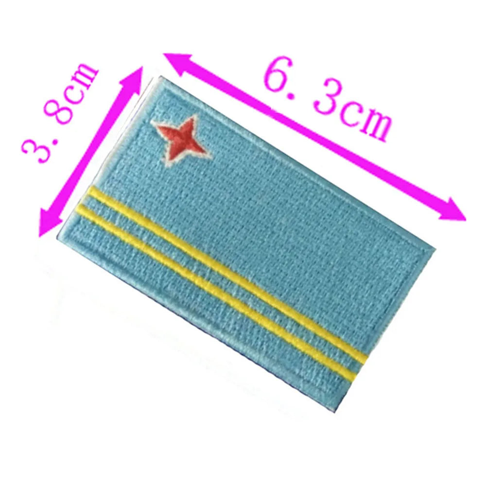 Aruba Country Flag Embroidery Patch 6.3cm Wide Iron On Sew On Backing/Hot Cut