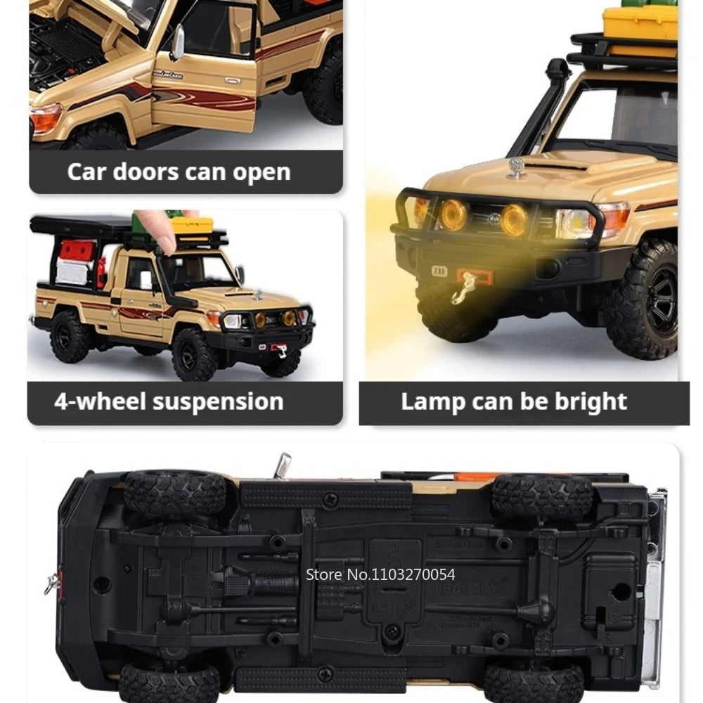 1:32 Land Cruiser LC79 Miniature Model Alloy Diecast Toys Car Front Wheel Steering Doors Opened Shock Absorption Vehcie Boy Gift