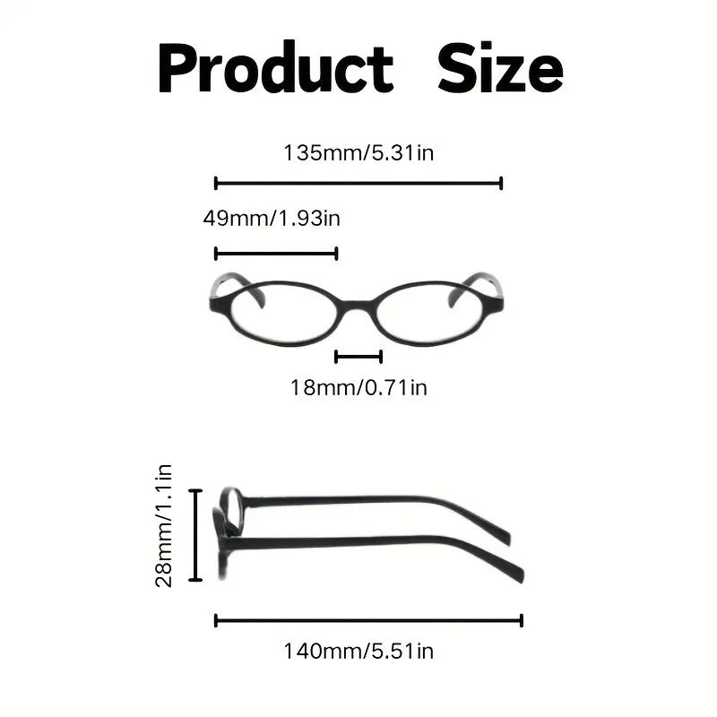 2 Pieces of Oval Small Frame Transparent Lens Glasses Y2K Retro Fashion Glasses