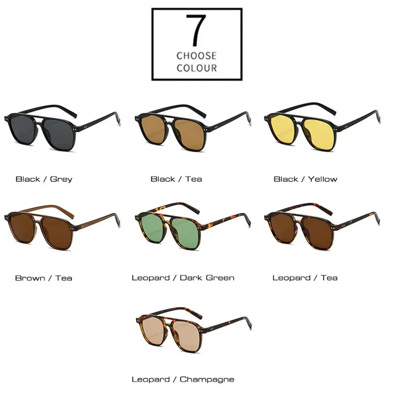 JNPCXI Retro Rivets Double Bridges Men Sunglasses Fashion Women Luxury Shades UV400 Green Sun Glasses