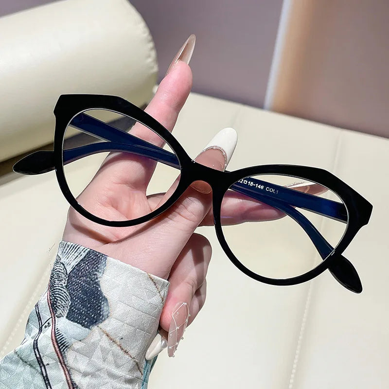 JNPCXI Retro Cat Eye Prescription Glasses Men Anti Blue Light Myopia/Hyperopia/Progressive Optical Eyeglass Frame Women Eyewear