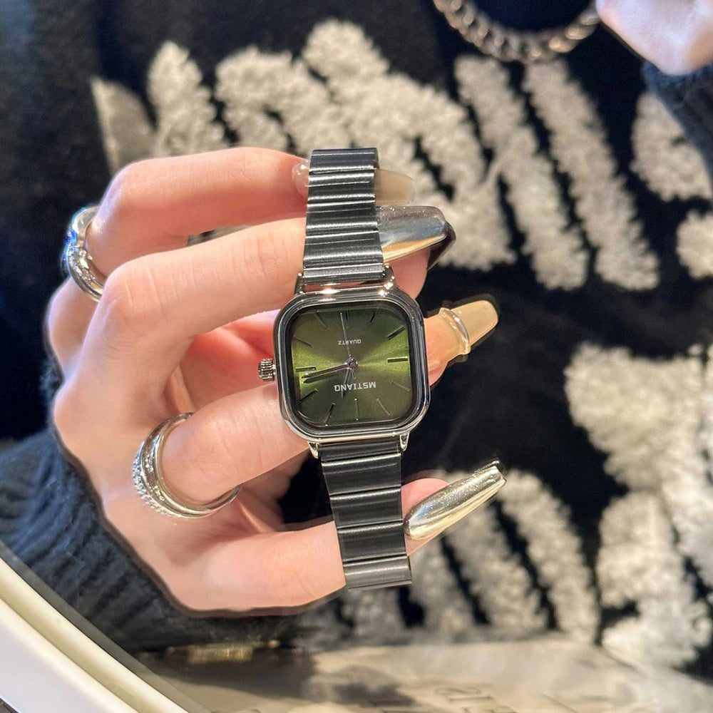 Hot Sale Luxury Brand Black Watch Women Fashion Quartz Watches Ladies Adjustable Stainless Steel Strap Wristwatches Reloj Mujer