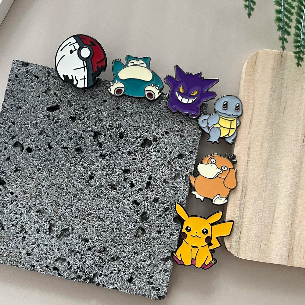 6pcs Pokemon Kawaii Psyduck Gengar Enamel Pins Set Anime Lapel Pin Accessories Metal Brooch Series for Backpack Decoration