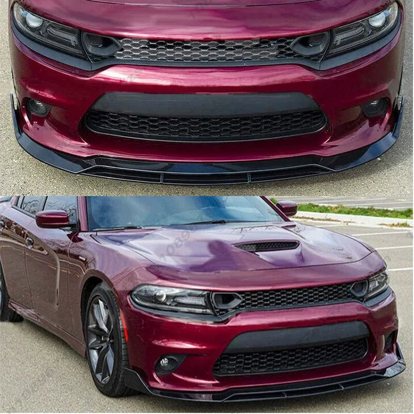 For Dodge Charger SRT 2015-2024 Car Front Bumper Diffuser Lip Spoiler Body Kit Splitter Cover Protector Tuning Gloss Black ABS