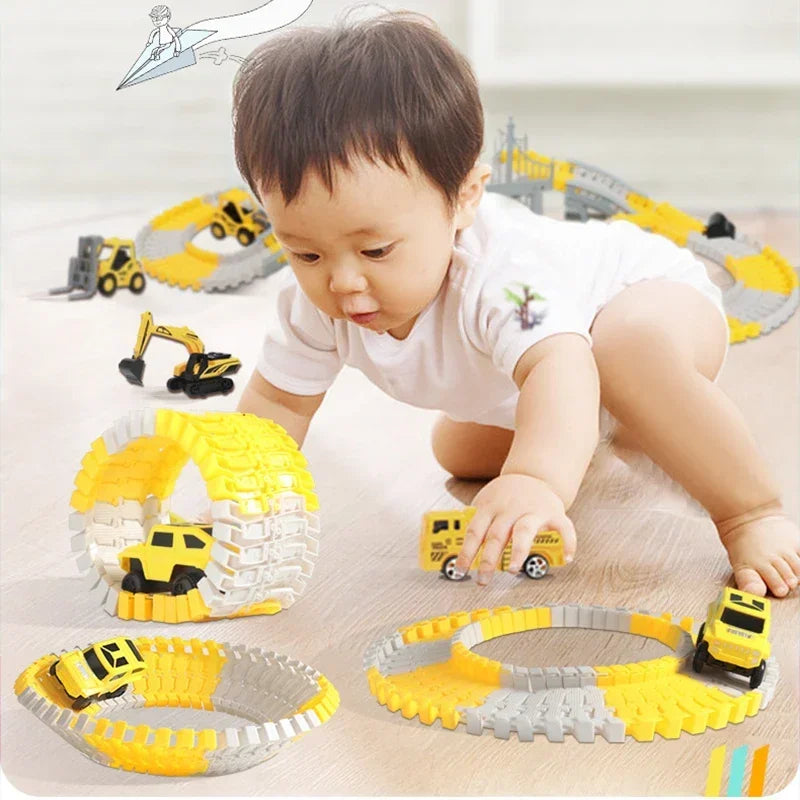 137-467pcs Children Electric Track Toy Car Engineering Car Kids Educational Toys
