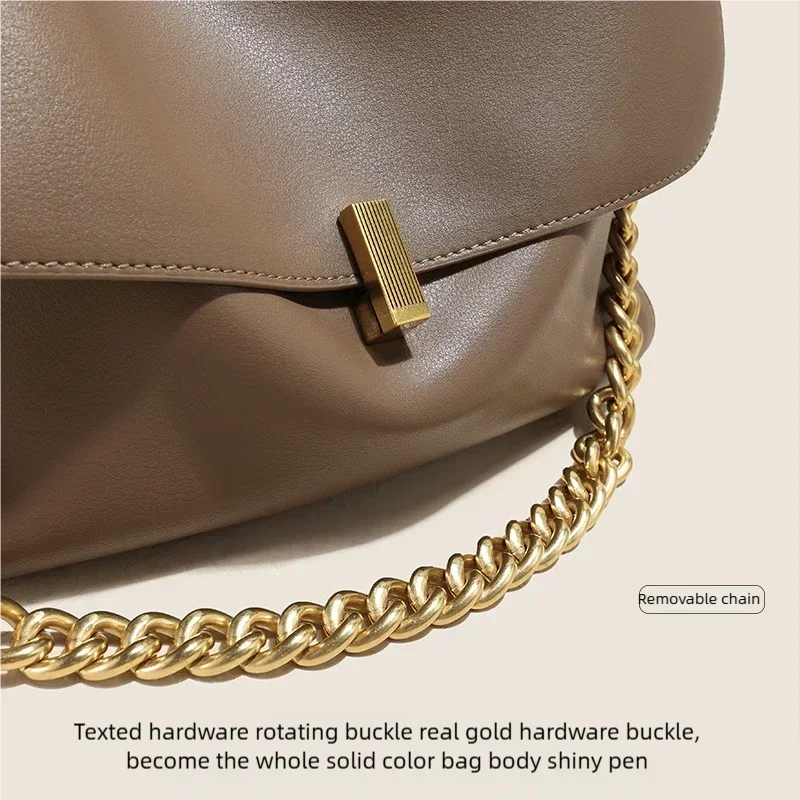 2025 New Genuine Cow Leather Shoulder Chain Bag For Women Large Capacity Crossbody Handbag Messenger Tote Bag Luxury  Handbags