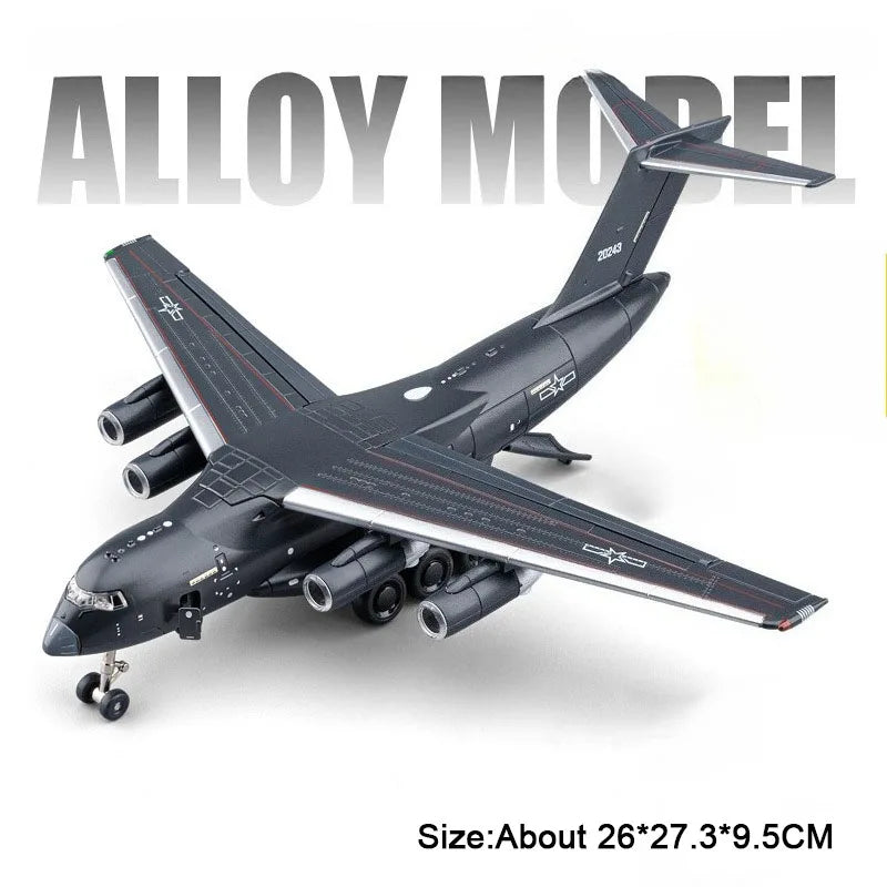 1:180 Alloy Y-20 Transport Aircraft Models Toys Diecast Car with Sound Light Pull Back Cabin Opened Plane Collectibles Boy Gifts