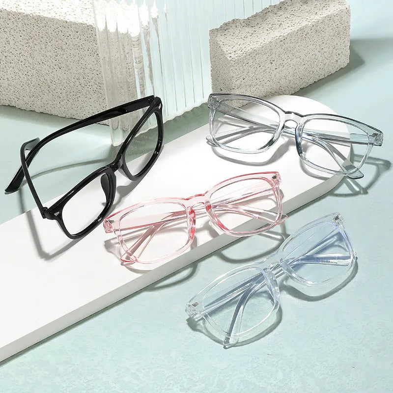 3 Pairs of Pink Transparent Color Fashionable and Simple Glasses Anti Slip Leg Design Unisex Anti Blue Light Glasses