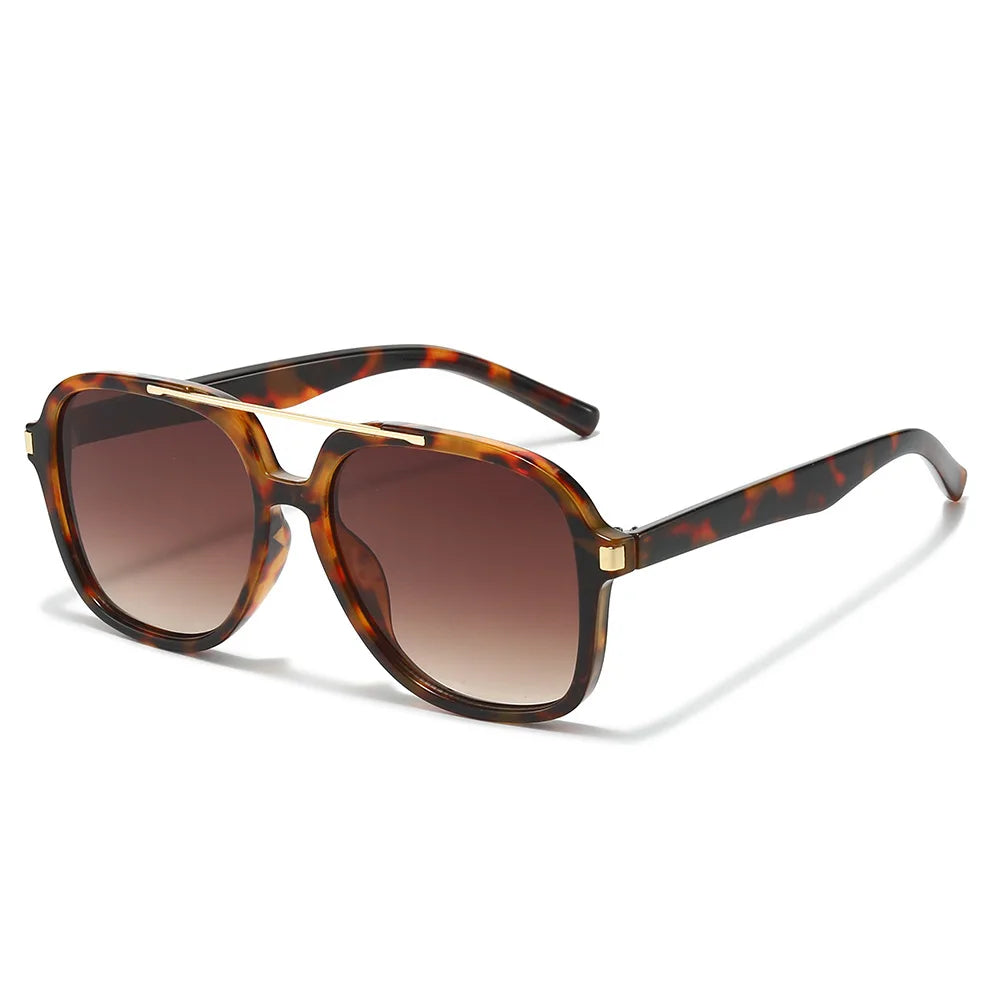 JNPCXI New Retro Oversized Pilot Square Leopard Blue Sunglasses for Women Men Punk Square Sun Glasses Ladies Outdoor Eyewear