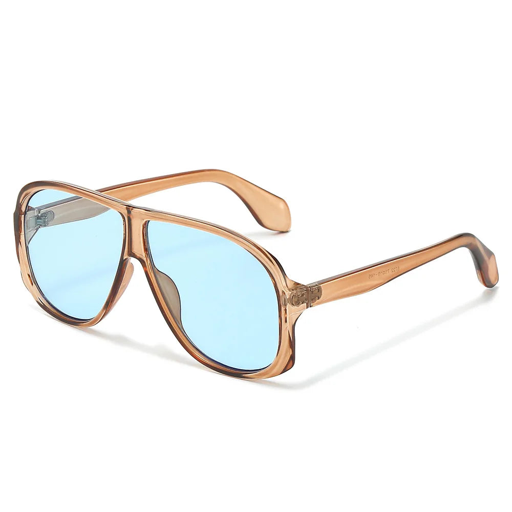 JNPCXI Retro Double Bridges Men Pilot Sunglasses Fashion Tea Rivets Decoration Shades UV400 Women Trending Sun Glasses