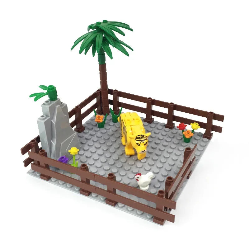 DIY Farm Building Blocks Set Cattle Pen Pig Shed Chicken Horse Panda MOC Scene