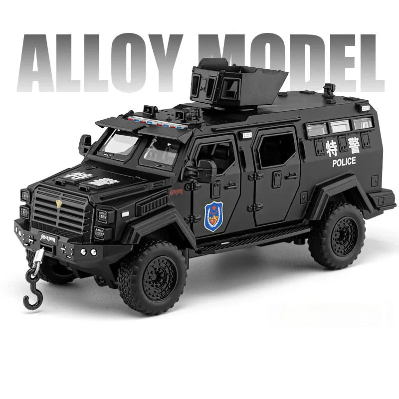 1:32 Conqueror Sabertooth Car Model Diecast Alloy Toy Doors Opened with Sound Light Pull Back Armored Vehicle Child Fashion Gift