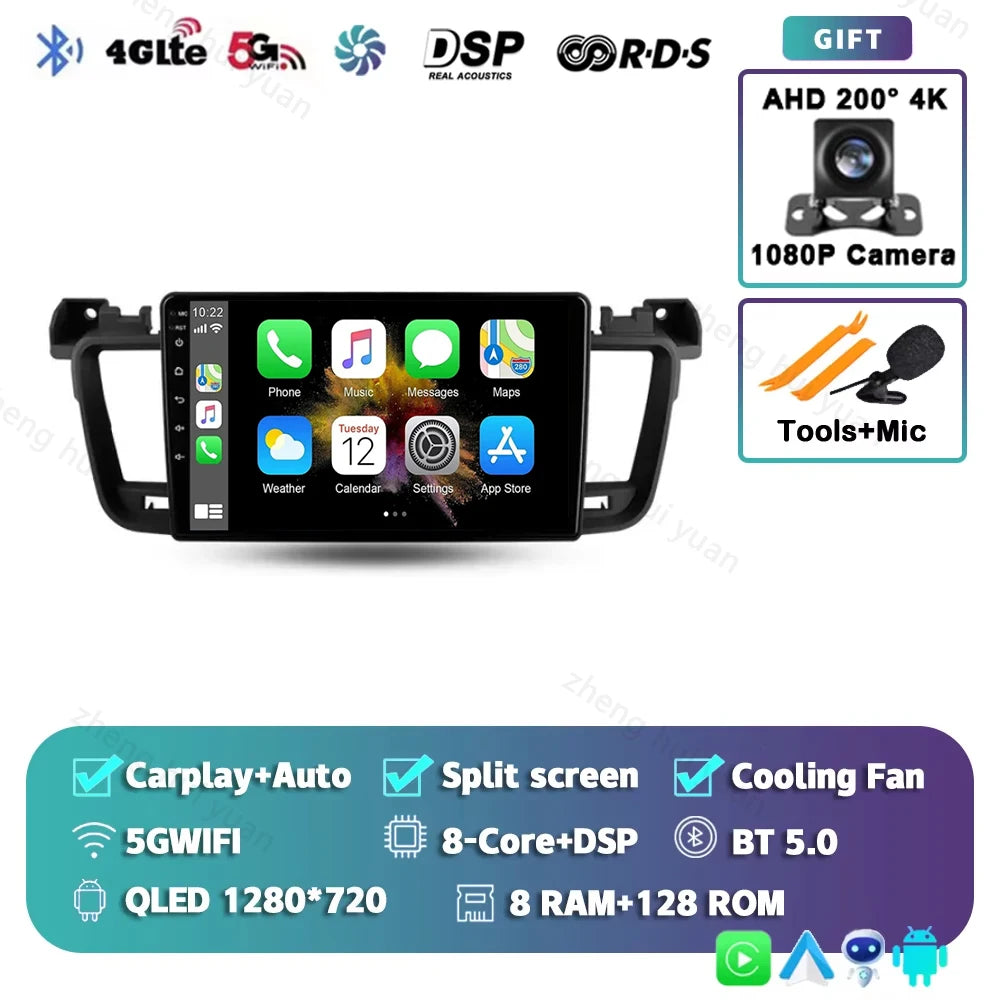 For Peugeot 508 2011 - 2018 Android 15 12+256GB CarPlay Auto Car Radio Multimedia Video Player GPS stereo Head Unit 4G WIFI