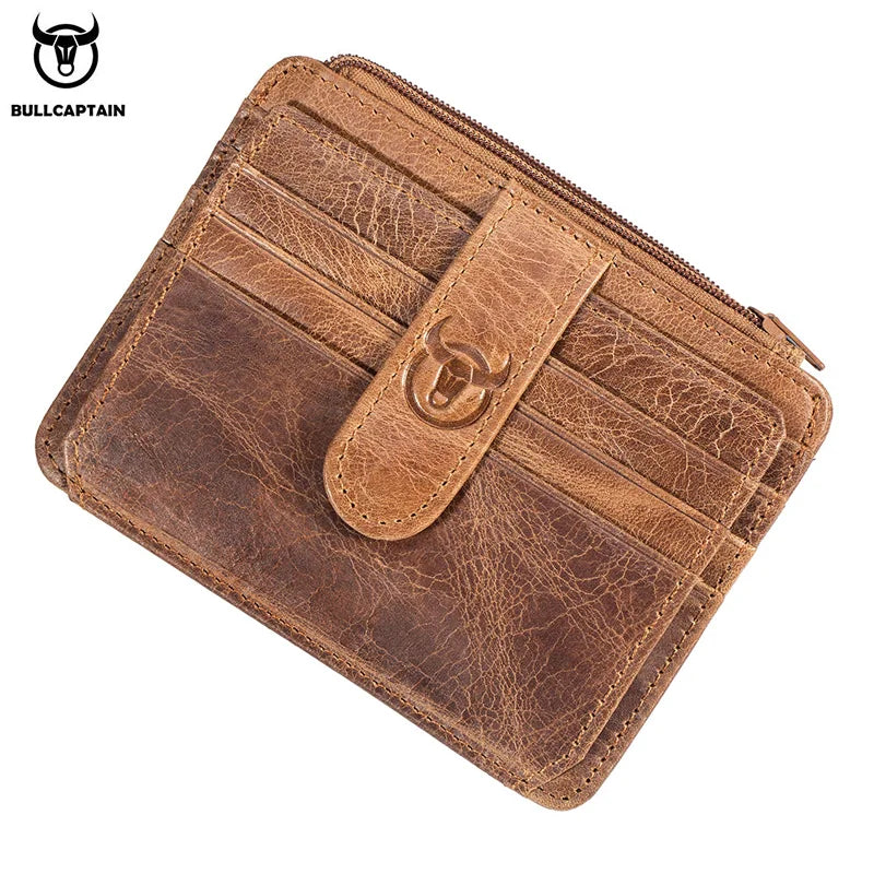 BULLCAPTAIN RFID Blocking Leather Wallet Credit Card ID Card Holder Wallet Money Case For Men And Women 2020 Fashion Retro Bag