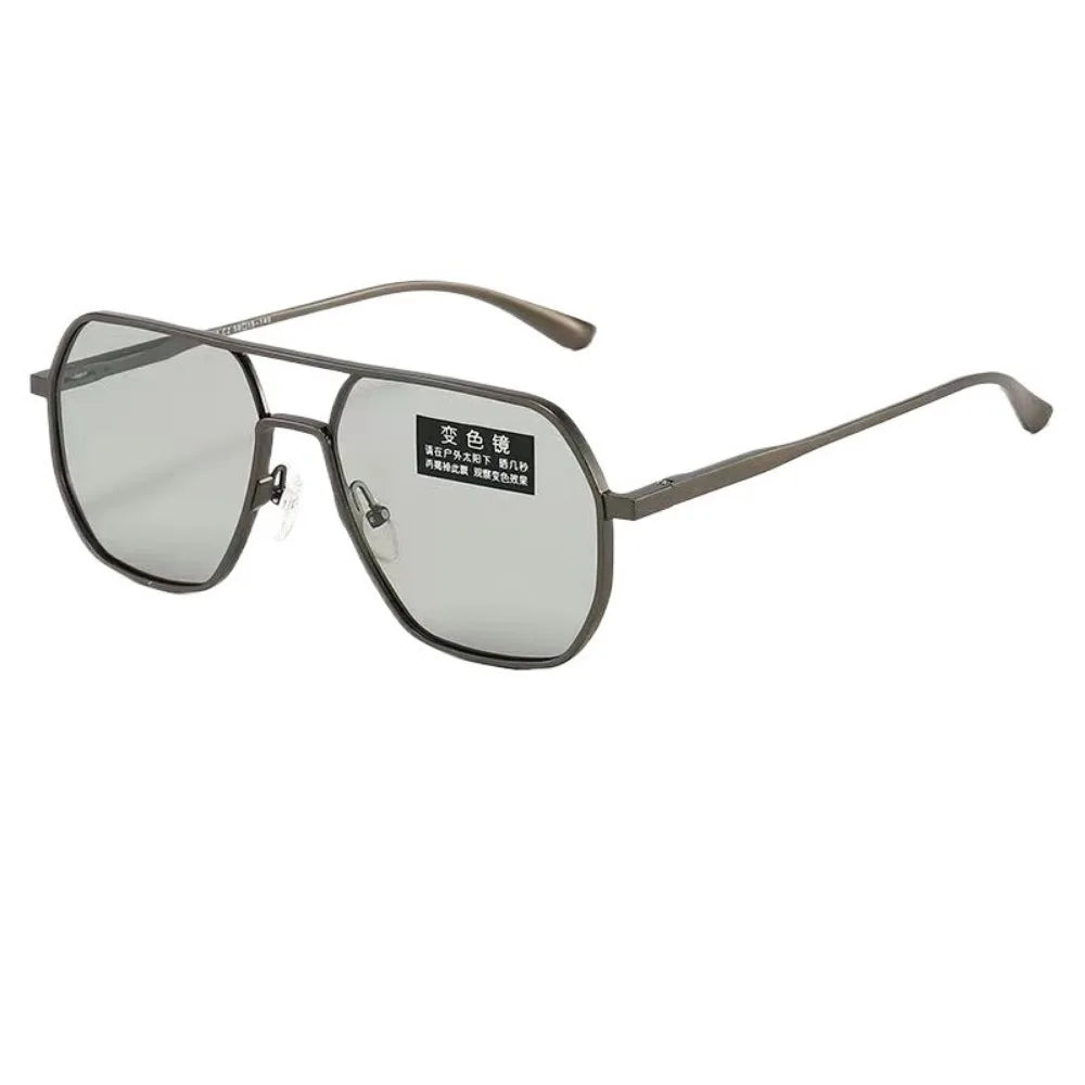 New Metal Polarized Double Beam Photochromic Sunglasses for Men Drive Night Vision Glasses Fashion Shade for Men Women