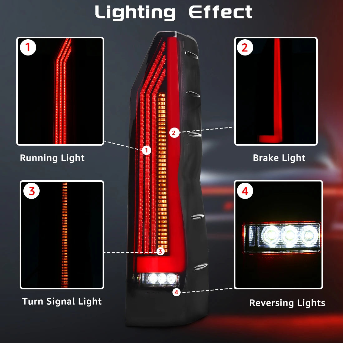 For Toyota Hiace 2019 2020 2021 2022 2023 2024 Car Tail Lamps Running Brake Turn Signal Reverse Taillights Car Accessories 12V