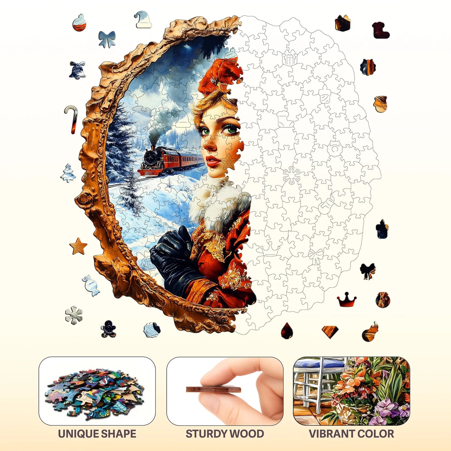 Nowadays Retro Art Style Wooden Jigsaw Puzzle Wood Home Decor Painting Christmas and Halloween Gift Toy for Teen and Kid